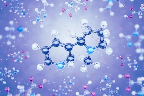 Nicotine molecules and other organic substances in 3D models